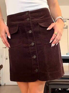 Maroon Skirt with Button Accents